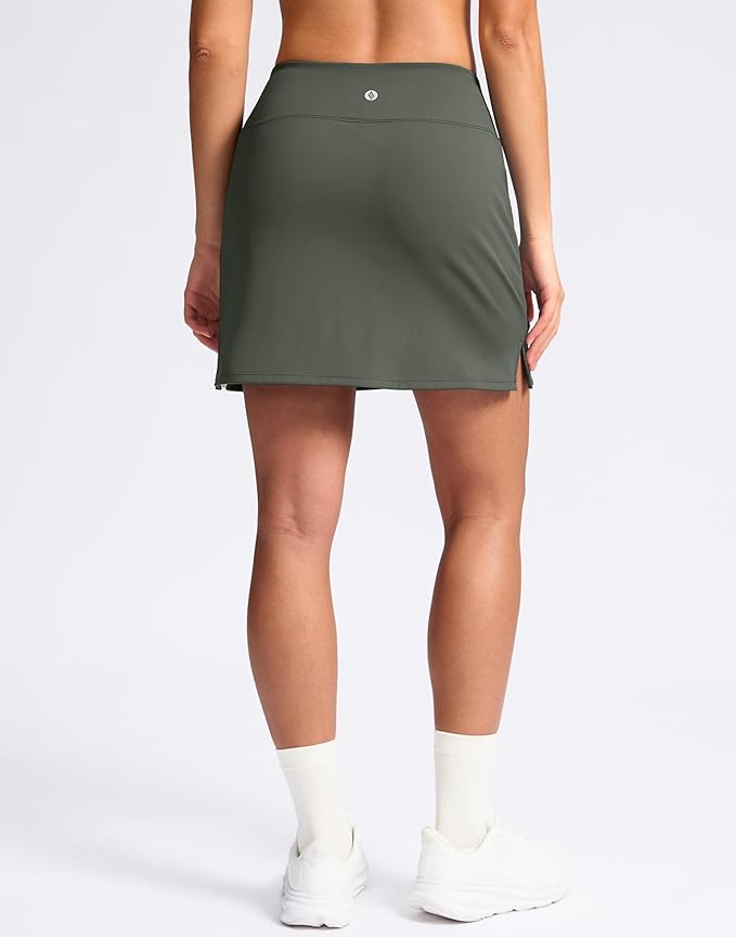 16" Skorts with 2 Pockets | Side Slits, High Waisted, A Line, Casual, Pickleball, Athletic, Golf, Tennis Skirt, for Women