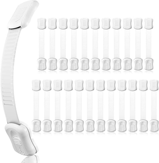 24-Pack Cabinet Locks Baby Proofing - Syican Child Proof Drawer Locks, Multi-Purpose for Drawers, Fridge, Toilet Seat, Trash Can, Ideal Stocking Stuffers, White
