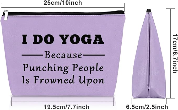 Sazuwu Yoga Themed Purple Makeup Bag Cosmetic Organizers Funny Birthday Gift for Yoga Instructor Teacher Training Thank You Appreciation Birthday Christmas Gifts