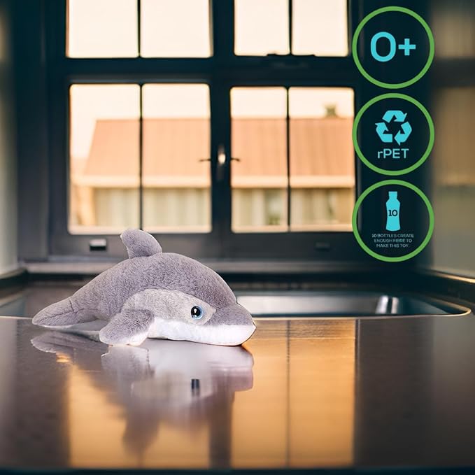 Deluxe Paws Eco-Friendly Dolphin Plush Made from 100% Recycled Materials