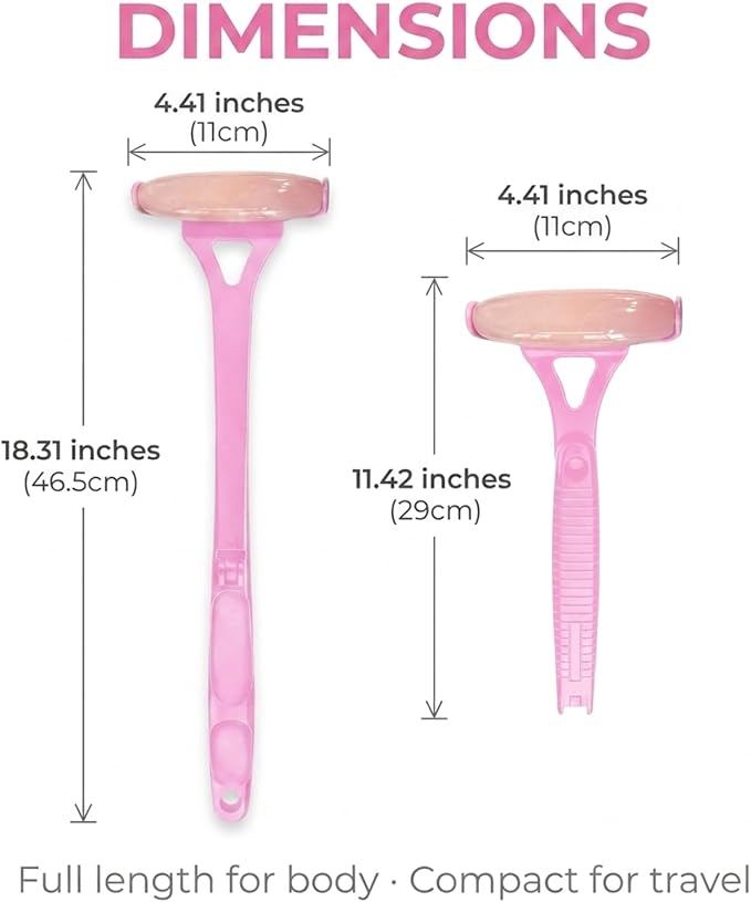 Foldable Manual Leg Massage Rollers, Long Handle Face Leg Muscle Relaxation Massager, Dual Hot & Cold Use Body Roller for Back Neck Facial Muscle Relief, Pink