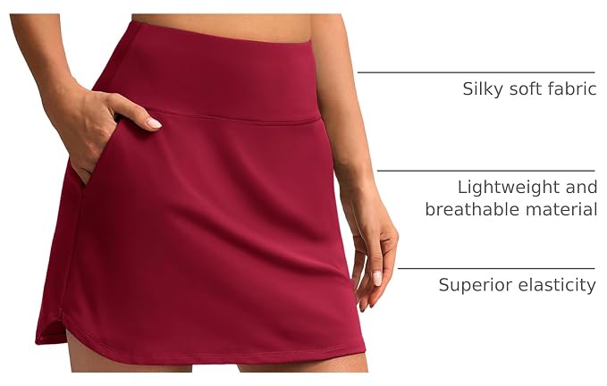 16'' Skorts for Women with 4 Pockets Athletic Tennis Golf Skirt | Built-in Shorts, High Waisted, Stretchy, A Line, Casual, Pickleball, Skort