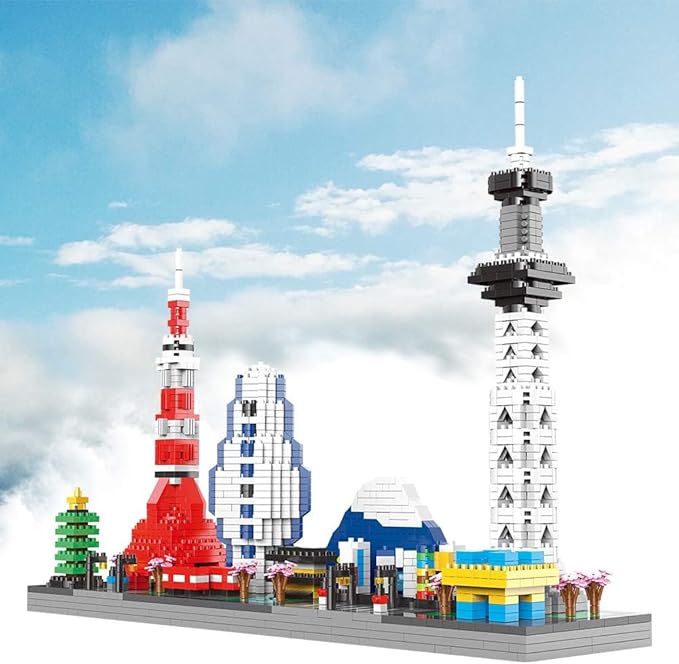 Japanese Architecture Tokyo Skyline Micro Building Blocks for Adults and Kids Ages of 14+ – Challenging Construction Set 1880 Pieces, Perfect Home and Office Decoration