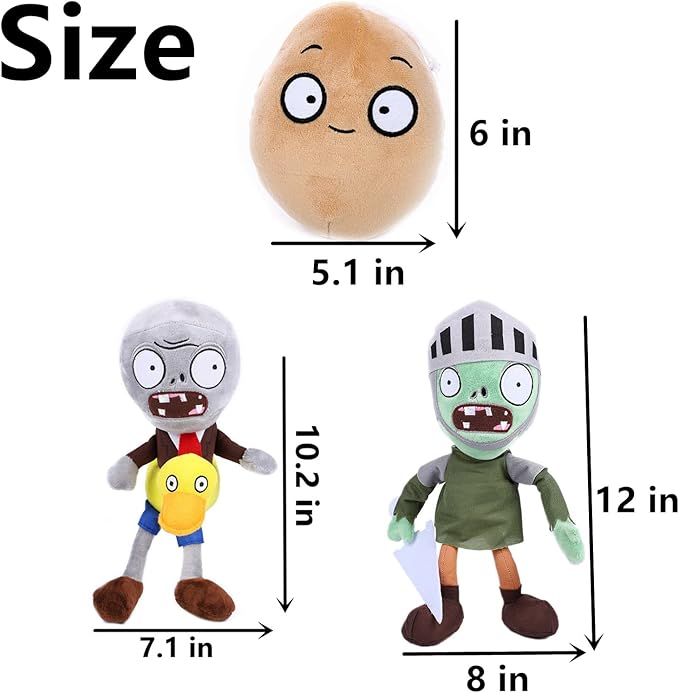 JHESAO 10 PCS Plants and Zombies Plush Zombies Plants Sets Toy, 1 2 Stuffed Soft Doll PVZ Plush Figure Doll New