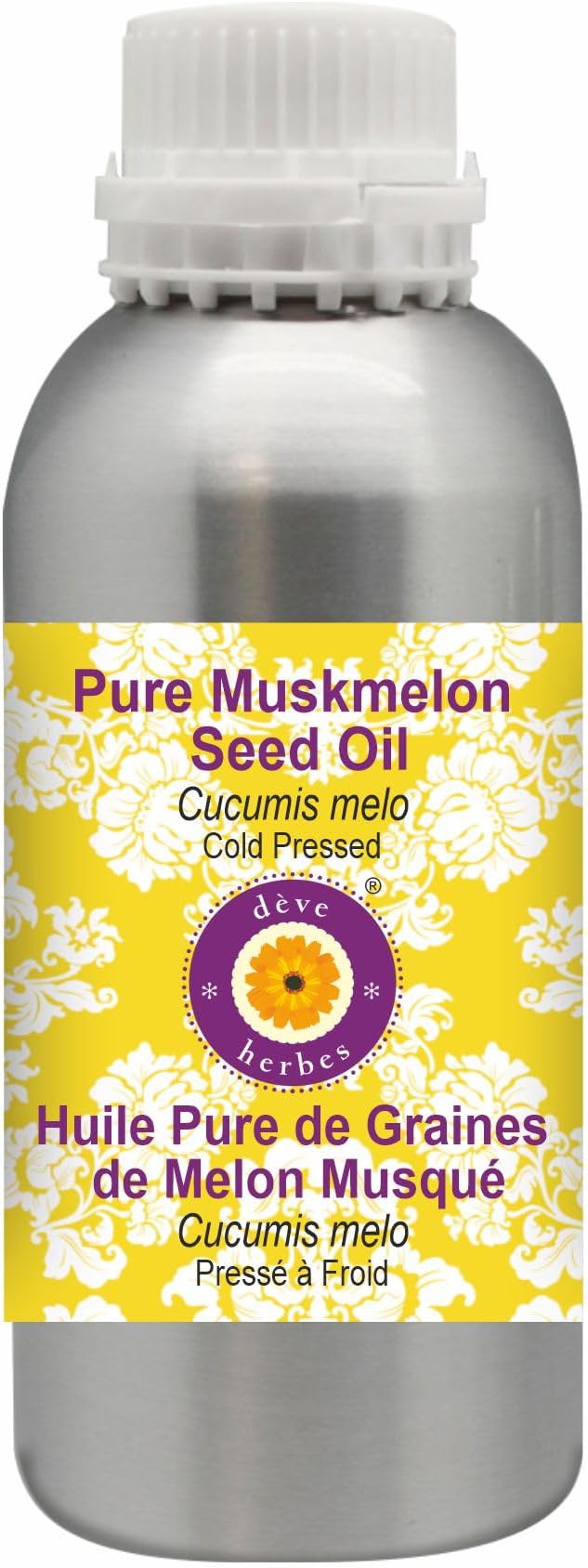 Deve Herbes Pure Muskmelon Seed Oil (Cucumis melo) Cold Pressed 630ml for personal care (21 oz)