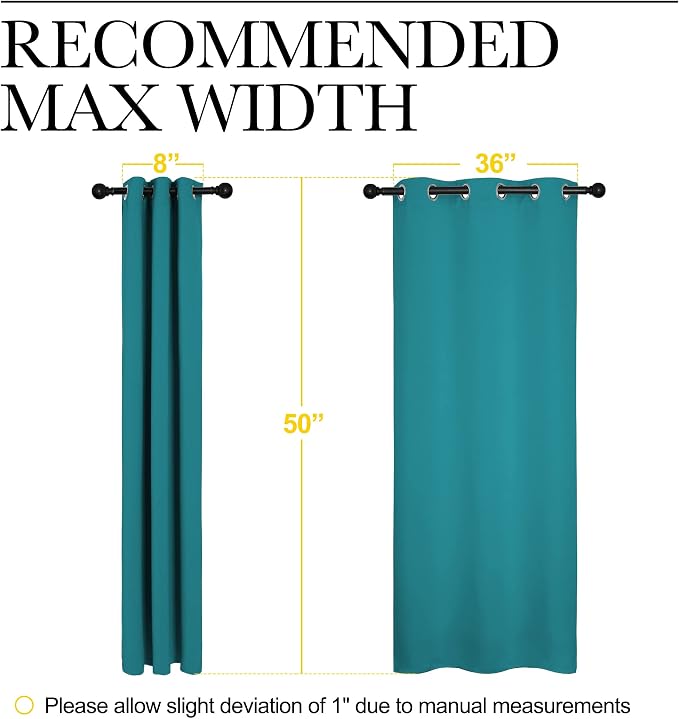 NICETOWN Room Darkening Curtains 50 inch Length 2 Panels, Thermal Insulated Grommet Blackout Curtains for Modern Casual Elegant Bedroom Kids Room Theme Decoration (Peacock Teal, 2 Pieces, W42)
