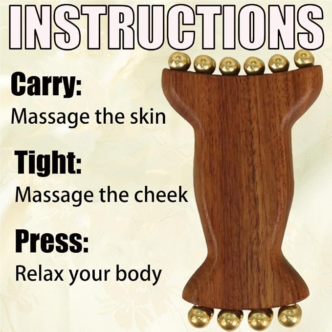 OULIGET Wooden Trigger Point Massage,Wooden Metal Ball Massage Tool,Sandalwood Metal Ball Face Massager,Used for Relaxing Face,Back,Neck and Shoulders,1 Piece.