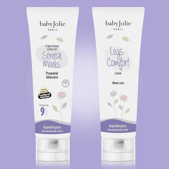 Baby Jolie Pregnancy Skincare Set – Stretch Mark Cream & Comfort Legs Lotion – Hydrating Belly & Leg Care for Expecting Moms