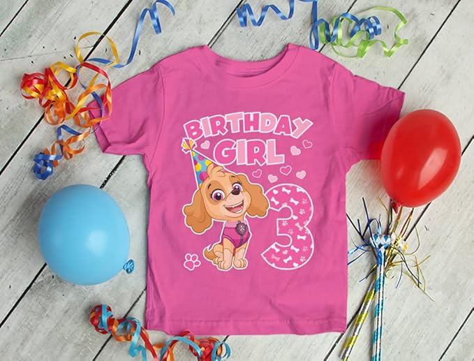 Tstars Skye Birthday Girl 3 Gifts for Three Years Old Bday Paw Patrol Theme Party Toddler Kids Girls Fitted T-Shirt A51144d