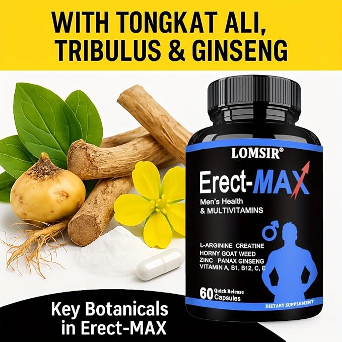 Testosterone + MULTIVITAMIN – Nitric Oxide Supplement with Horny Goat Weed & Maca Root - Energy Support - 60 Capsules