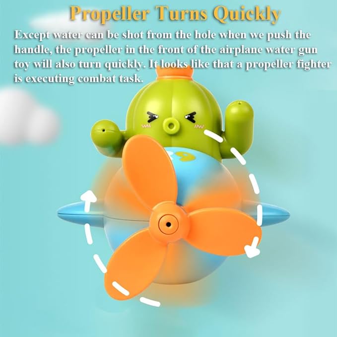 Draw & Push Water Cannon Toy, Lovely Propeller-Driven Aircraft Water Gun Toy Bath Toy Propeller Plane Squirt Gun Toy Water Injection Gun Toy Bathtub Toy Pull & Push Water Blaster Toy Pool Toy