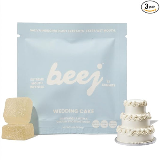 BEEJ Gummies for Couples - Natural Intimacy Gummy Candy - Romantic Gift for Birthday, Honeymoon, Anniversary, Valentines Day - No Artificial Flavors - Made in USA - 3 Pack, Wedding Cake