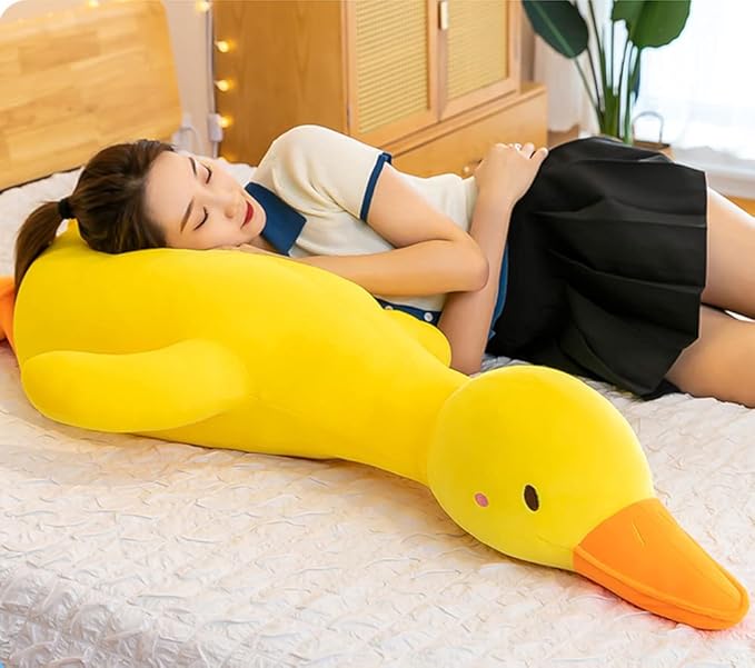 kewo Duck Plush Pillow Stuffed Animal Toy, Cute Giant Goose Plush Duck Stuffed Animal,Super Soft Hugging Pillow for Kids Bedding (Yellow,43.3 in)…