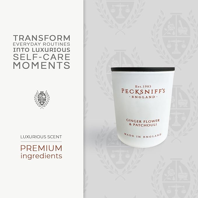 Pecksniff's Ginger Flower & Patchouli Luxury Scented Candle | 1 Wick, 100 g/3.5 oz