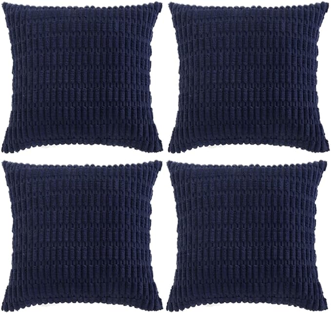Fancy Homi 4 Packs Decorative Throw Pillow Covers for Living Room Couch Bed, Modern Farmhouse Boho Home Décor Accent Cushion Case, 26" x 26", Navy Blue