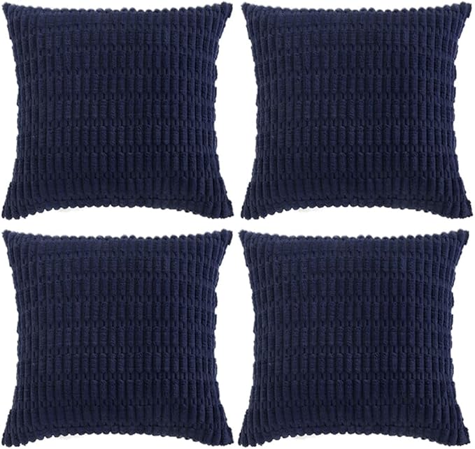 Fancy Homi 4 Packs Decorative Throw Pillow Covers for Living Room Couch Bed, Modern Farmhouse Boho Home Décor Accent Cushion Case, 16" x 16", Navy Blue