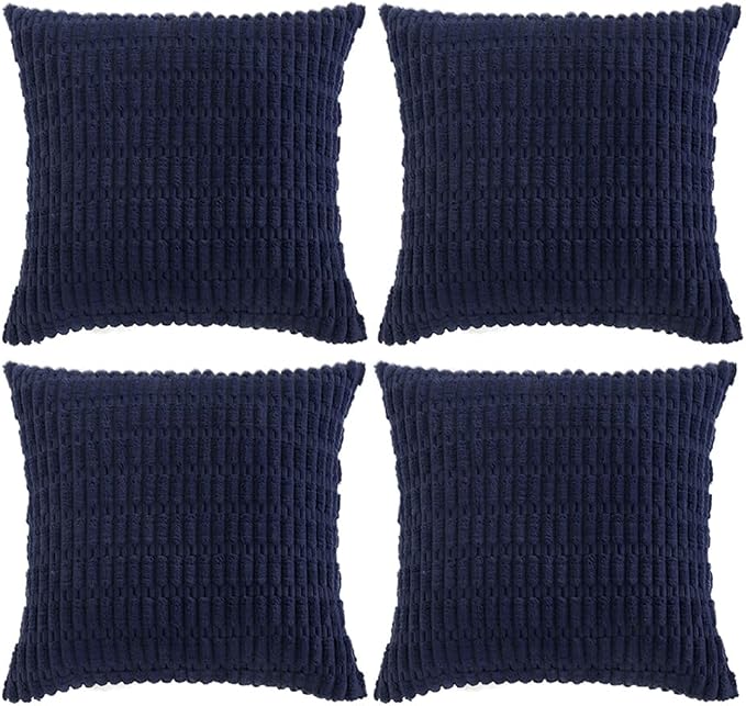 Fancy Homi 4 Packs Decorative Throw Pillow Covers for Living Room Couch Bed, Modern Farmhouse Boho Home Décor Accent Cushion Case, 20" x 20", Navy Blue