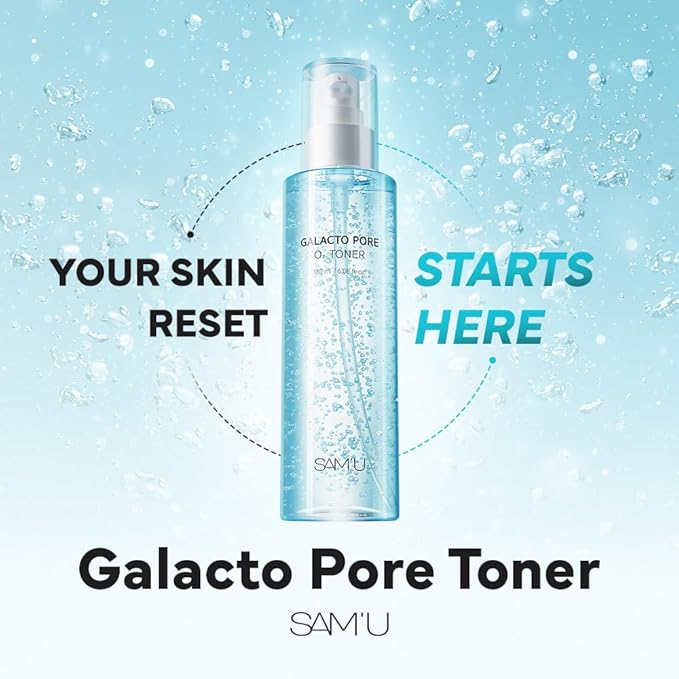 SAM'U Galacto Pore O2 Toner, Hydrating & Pore-Refining, Oxygen Bubble Galactomyces Toner, Exfoliating for Sebum Control & Suitable for All Skin Types, Korean Toners, 6.08 Fl. Oz