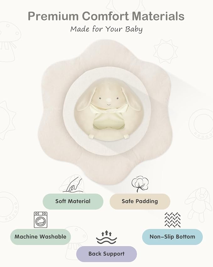 3-in-1 Baby Play Mat, Baby Seats for Infants for Sitting Up, Tummy Time Mat with 5 Detachable Toys, Activity Gym & Playmats for Babies 0-6 6-12 Months, Newborn Babies Shower Gifts