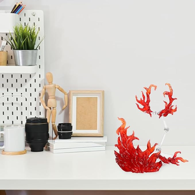 iplusmile Action Figure Stand, Assembly Action Figure Display Holder Base Doll Model Support Stand, Figure Display Fire Effects Compatible with HG RG SD SHF 1/144, Red
