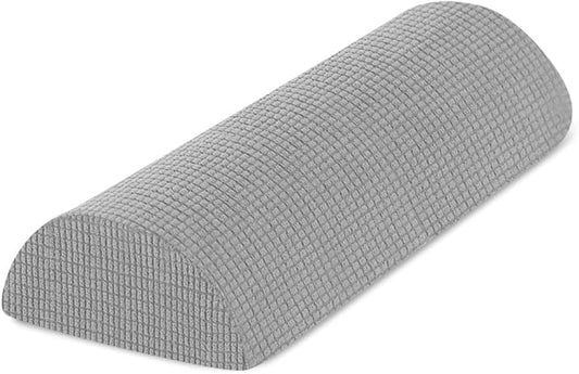 Half Moon Bolster Pillow with Straps, Knee Pillow for Back Sleeping, Under Knee Pillow for Sleeping, Relieves Pain in Legs and Knees, Machine Washable Cover, 24" X 10" X 4", Light Gray