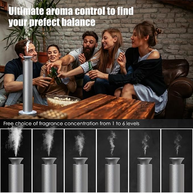 Waterless Scent Diffuser Machine with 4 Lights and Breathing Lights Modes Max Coverage 2500 sq.ft. Essential Oil Diffusers Fragrance Large Room Rechargeable App Remote Control Fruit Green