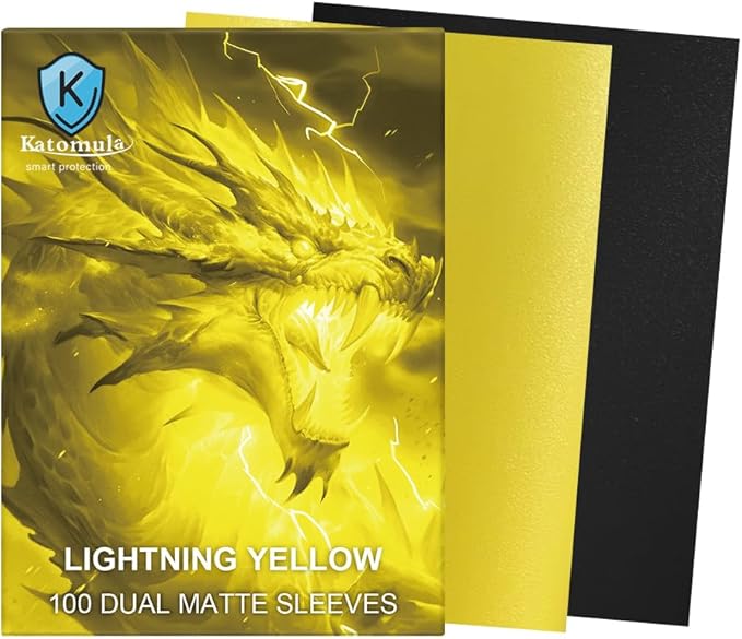 Lightning Yellow Dual Matte Card Sleeves, Katomula Card Sleeves for MTG, Standard Card Sleeve for MTG, PKM, Flesh & Blood
