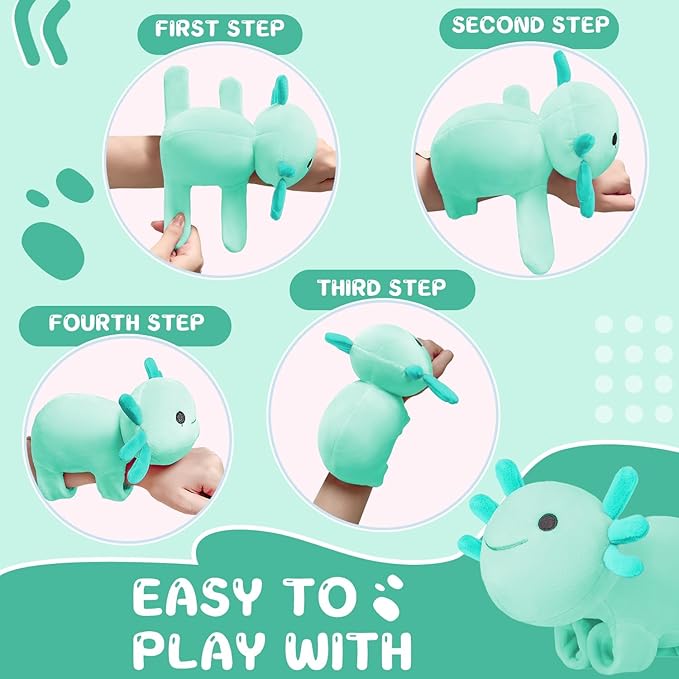 Huggers Axolotl,Stuffed Axolotl Slap,Cute Animal Book Buddy Slap,Fun Axolotle Toys for Boys and Girls.Green