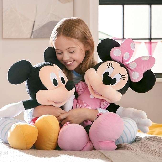 DISNEY STORE Official Minnie Mouse Plush - Pink Dress – Large 21 1/4 Inches Disney Stuffed Animals, Soft & Cuddly Toy, Plushies for Kids & Fans, Suitable for All Ages