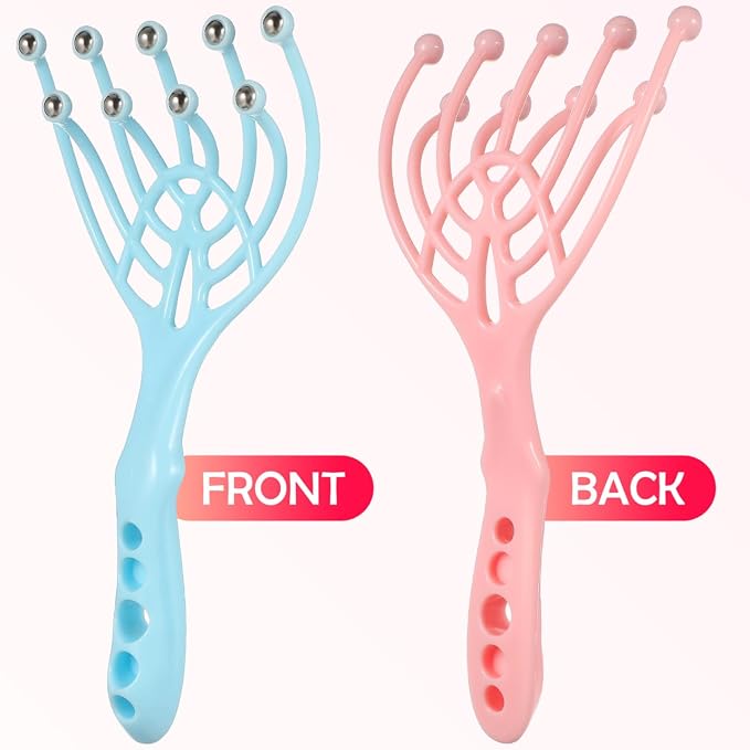 2 Pack Scalp Massager Handheld 9 Claw Head Massage Tool Manual Scalp Massager Brush for Head Neck Shoulder Relaxation Portable Massage Roller for Home Office Spa