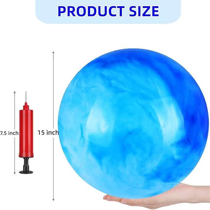 2 Pcs Marbleized Bouncy Balls for Kids Large-Sized Ball Inflatable Rubber Playground Sensory Balls for Beach Pets Indoor Outdoor Kickball Water Balls