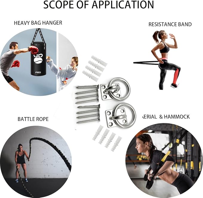 Ceiling Hooks Ceiling Wall Mount Hook Heavy Duty 1000LB Dog Anchor Pad Eye Plate 304 Stainless Steel for Yoga Swings Hammocks Training Straps Punching Bags Hanging