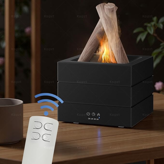 Bonfire Aromatherapy Essential Oil Diffuser, Campfire Flame Fire Diffuser with 8-Color Light, 280ml Cool Mist Humidifier for Bedroom, Home, Office, Yoga, Spa, Gift