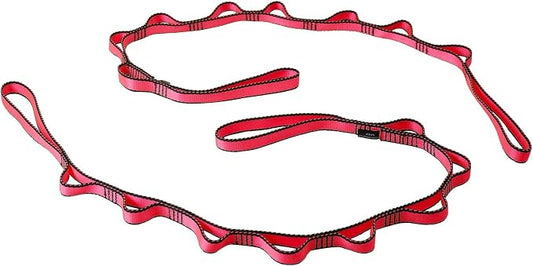 DASKING 23KN (5070 lbs) Heavy Duty Straps - 2 Pack Adjustable Daisy Chain Webbing for Aerial Yoga, Hammock, Fitness & Rigging - CE/EN566 Certified, Red/Grey