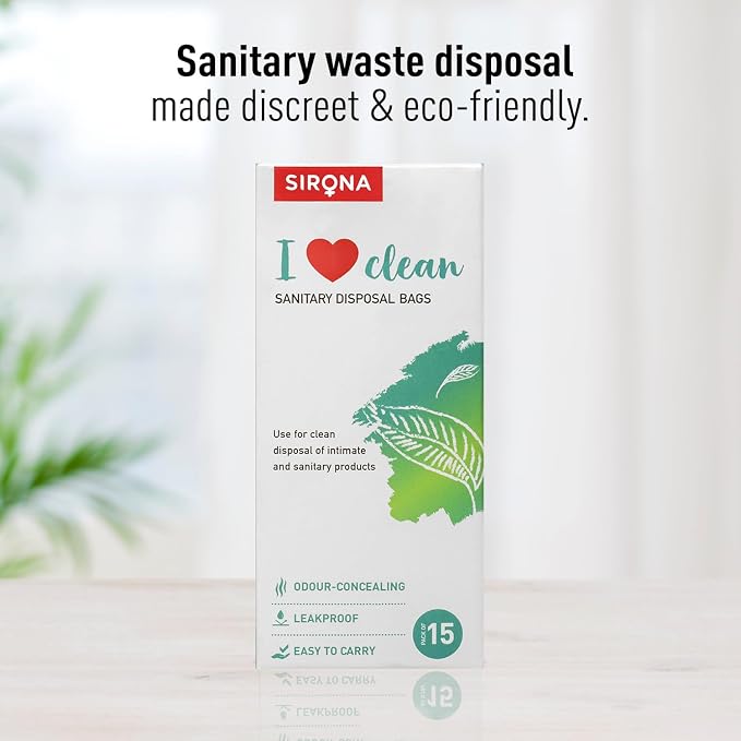 Sirona Personal Disposal Bags – 15 Bags for Discreet Tampons, Sanitary Pads/Napkin, Panty Liners, Tampons & Condoms | Menstrual Care and Hygiene Products