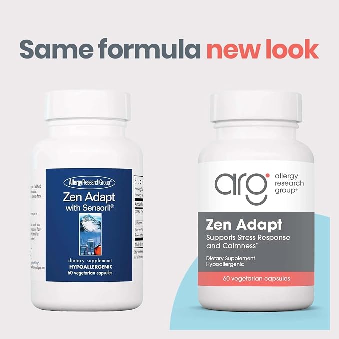 NutriCology ZenMind Adapt - 200 mg L-Theanine, 125 mg Ashwagandha & 550 mg GABA - Supports Stress Response and Calmness - Vegetarian Capsules - Hypoallergenic Formula - 30 Servings - 60 Capsules