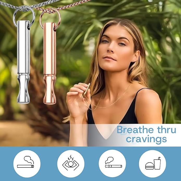 Mindfulness Breathing Necklace Stress Relief Pendant Stainless Steel Anxiety Breathe Necklace for Women Men