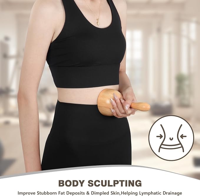 KintKita Wood Therapy Massage Tools 4-in-1, Wooden Lymphatic Drainage Massager Body Cellulite Remover, Professional Maderoterapia Kit Cellulite Massager for Body Sculpting,Contouring,Relief Muscle