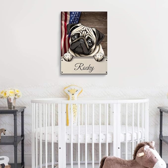 Custom Wooden Jigsaw Puzzles with Your Dog's Name on Pug Art Print - 300 500 1000PCS Puzzles Game and Home Wall Decor