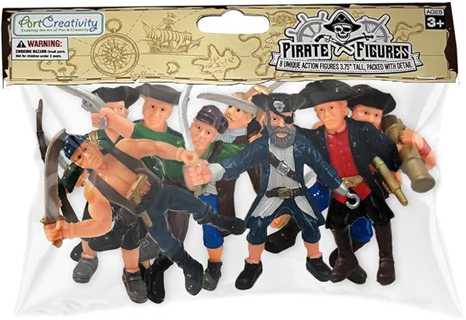 ArtCreativity Pirate Action Figures Playset, Set of 8 Plastic Pirates Figures in Assorted Poses, Little Pirate People Action Figurines Toys Play Set for Kids Ages 3-5 5-7