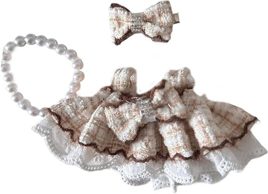 Doll Clothes for 17cm- Outfit 3pcs Set Doll Clothes Accessories - Headwear & Dresses Outfit Set,Luxury Cute Doll Clothing Set