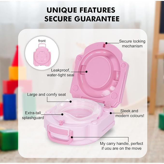 Baby Carry Potty,Portable Potty for Toddler Kids Travel,Toddler Potty Toilet, Carry Baby Potty Toddler Toilet Seat for Camping Park Outdoor,Children Car Potty (Pink)