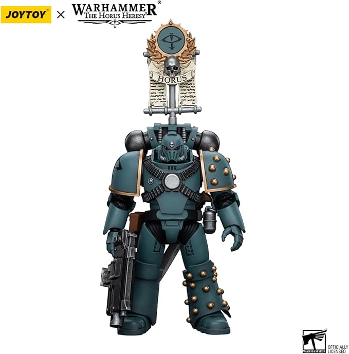 Joytoy Warhammer The Horus Heresy Sons of Horus 1:18 Action Figure Mecha Joy Toy MKIV Tactical Squad Legionary with Legion Vexilla Collection Model Anime 4.88 inch