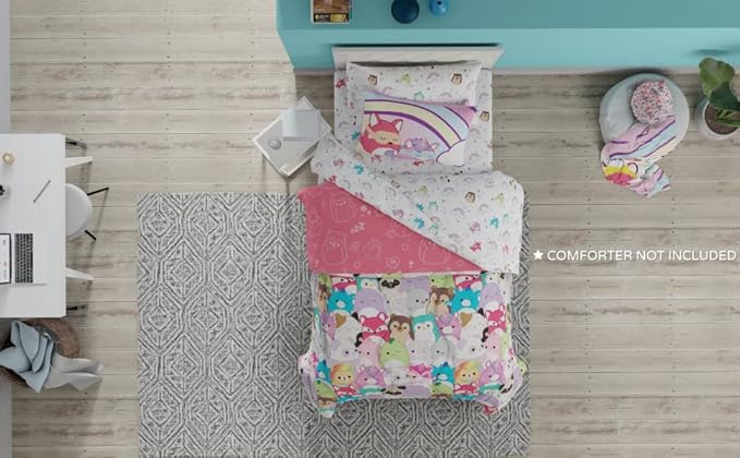 Franco Squishmallows Bedding Super Soft Microfiber Sheet Set,3 pcs, Twin