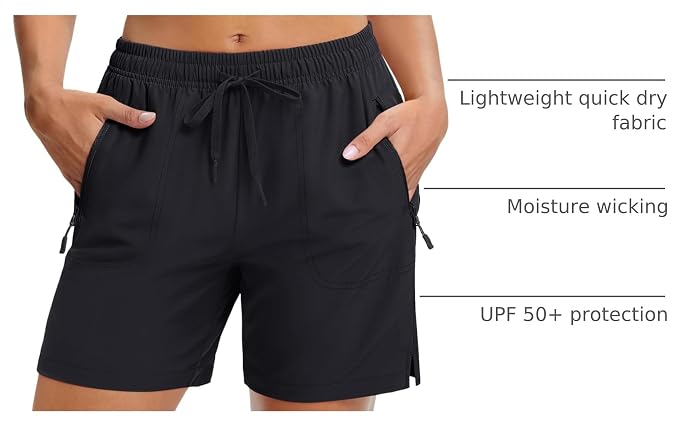 MAGCOMSEN Women's 5" Hiking Shorts UPF 50+ Quick Dry Lightweight Athletic Running Golf Summer Casual Shorts with Pockets