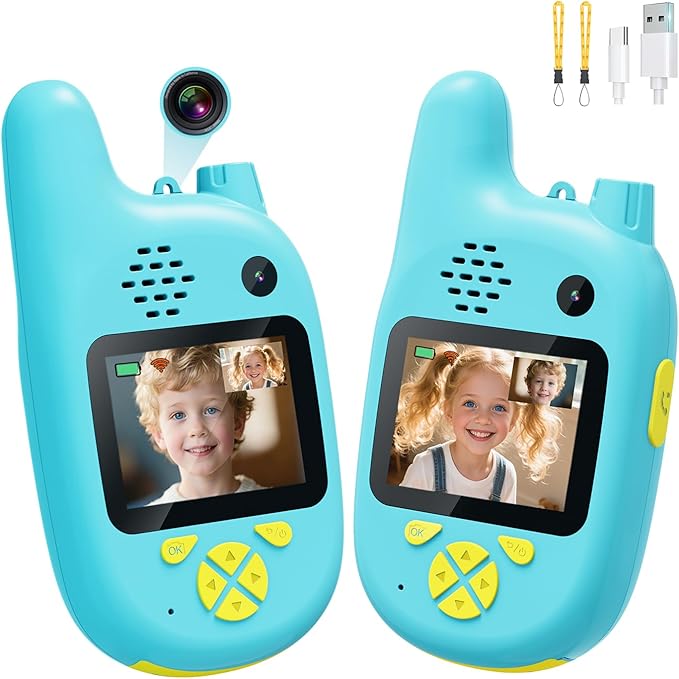 Video Walkie Talkies for Kids with Dual Cameras,2 Pack Rechargeable Kids Walkie Talkies Toys for Ages 3-9 Year Old Boy Girl, Birthday for 3 4 5 6 7 8 Year Old Boys Girls,Indoor&Outdoor