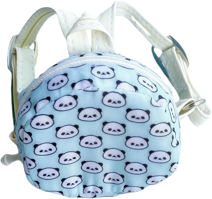 Doll Bag Accessories, Mini Doll Backpack Decoration for 17cm Dolls, Cute Fashion Cartoon Panda Backpack Outfit Accessory for 1st/2nd/3rd Gen Monsters Dolls Blue