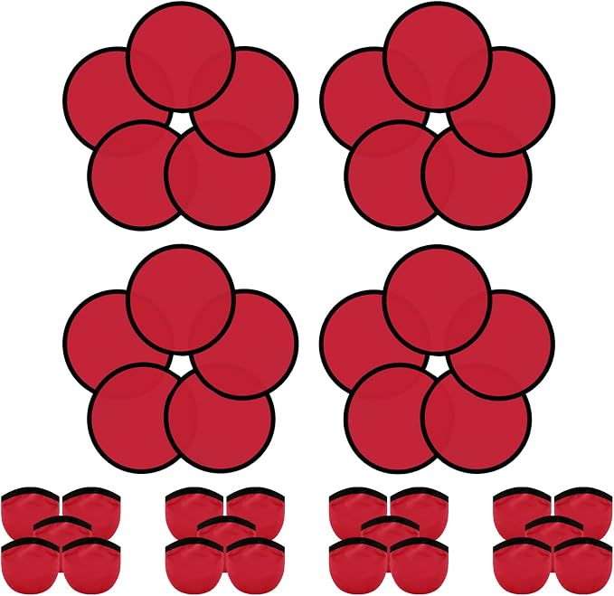 20PCS Foldable Flying Disc Fans with Bags, 9.8'' DIY Handheld Black Egde Fabric Folding Fan for Outdoor Game Activities Birthday Party Favors Gifts, Burgundy