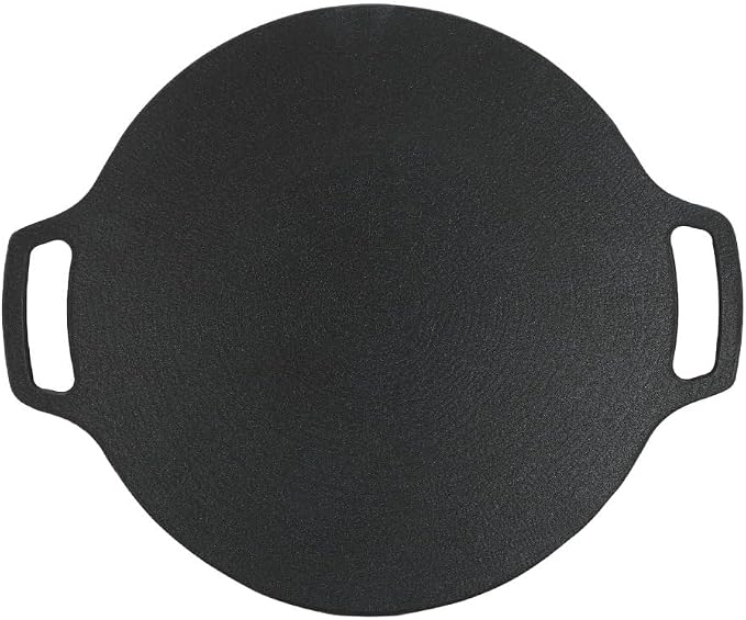 Korean Grill Pan,10 inch Round BBQ Nonstick Griddle Plate, Aluminum Alloy Gas Stove Pan with Double Handles for Indoor Cooking,Outdoor Camping(36cm)