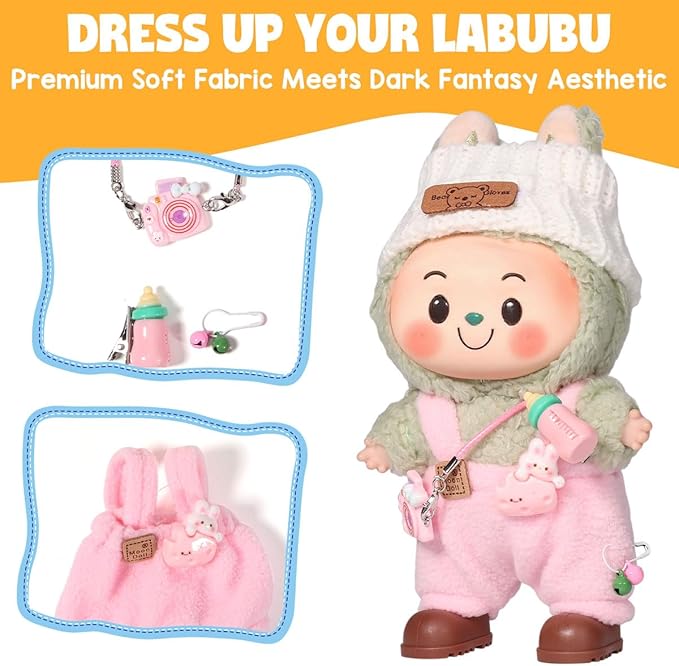 AICase for 17cm Doll Clothes/Outfit,Clothing Set for 17cm Doll,3 Piece Set Hat Clothing,Boys and Girls Stylish Adorable Clothes Accessories _Pink-16